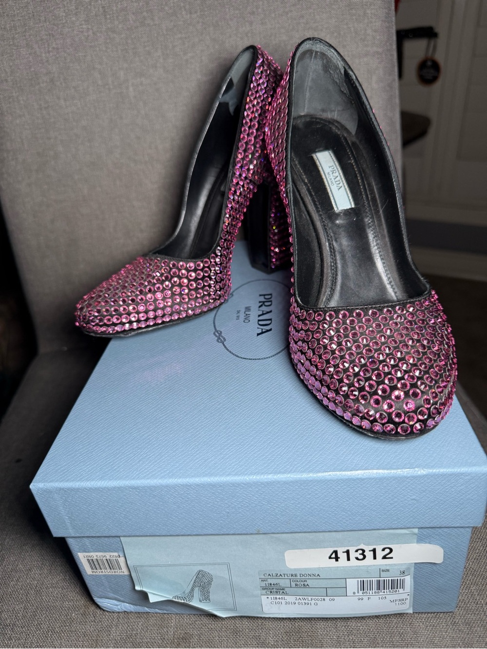 Prada Pink Crystal Calzature Donna Pumps - Picture 2 of 9